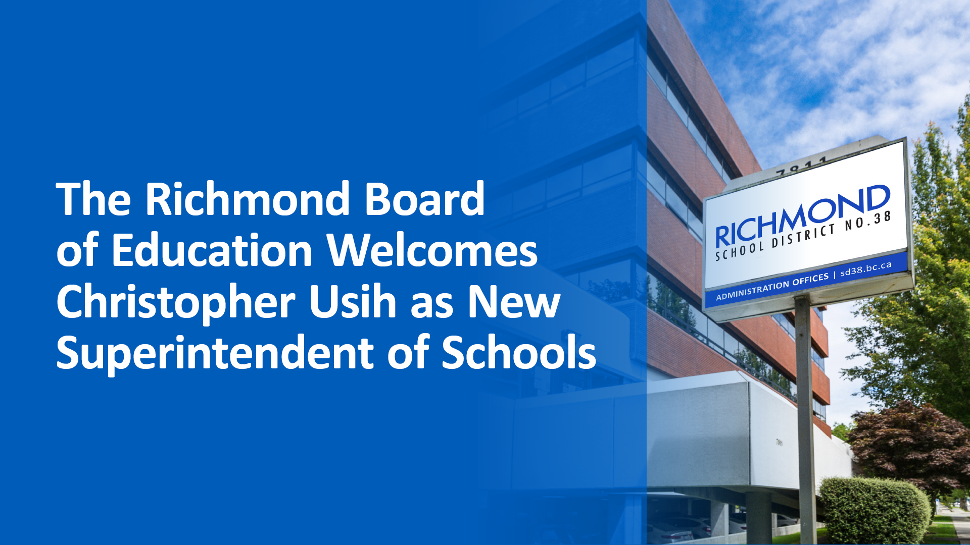 Richmond Board of Education Welcomes Christopher Usih as New Superintendent of Schools