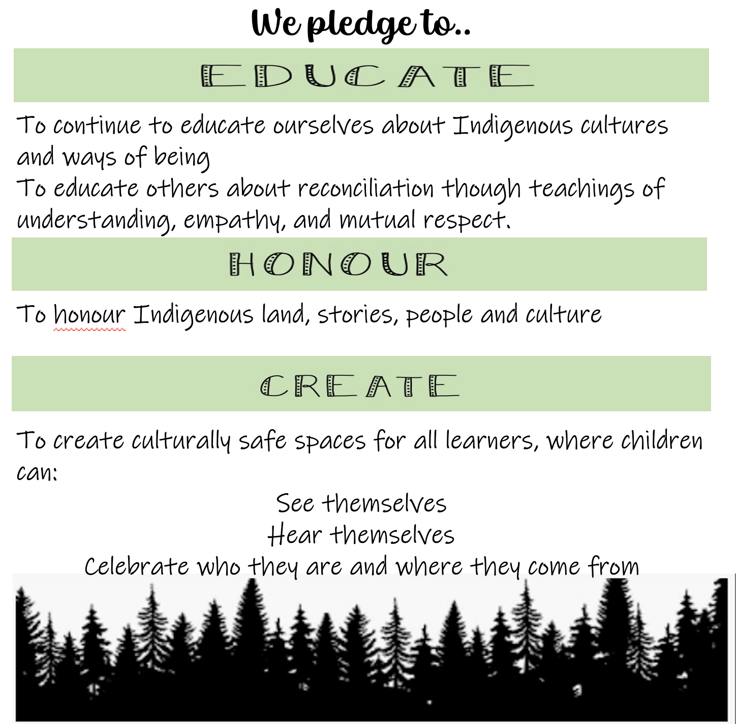 We pledge to…